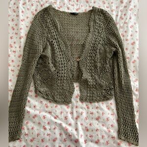 vintage green crochet button cardigan